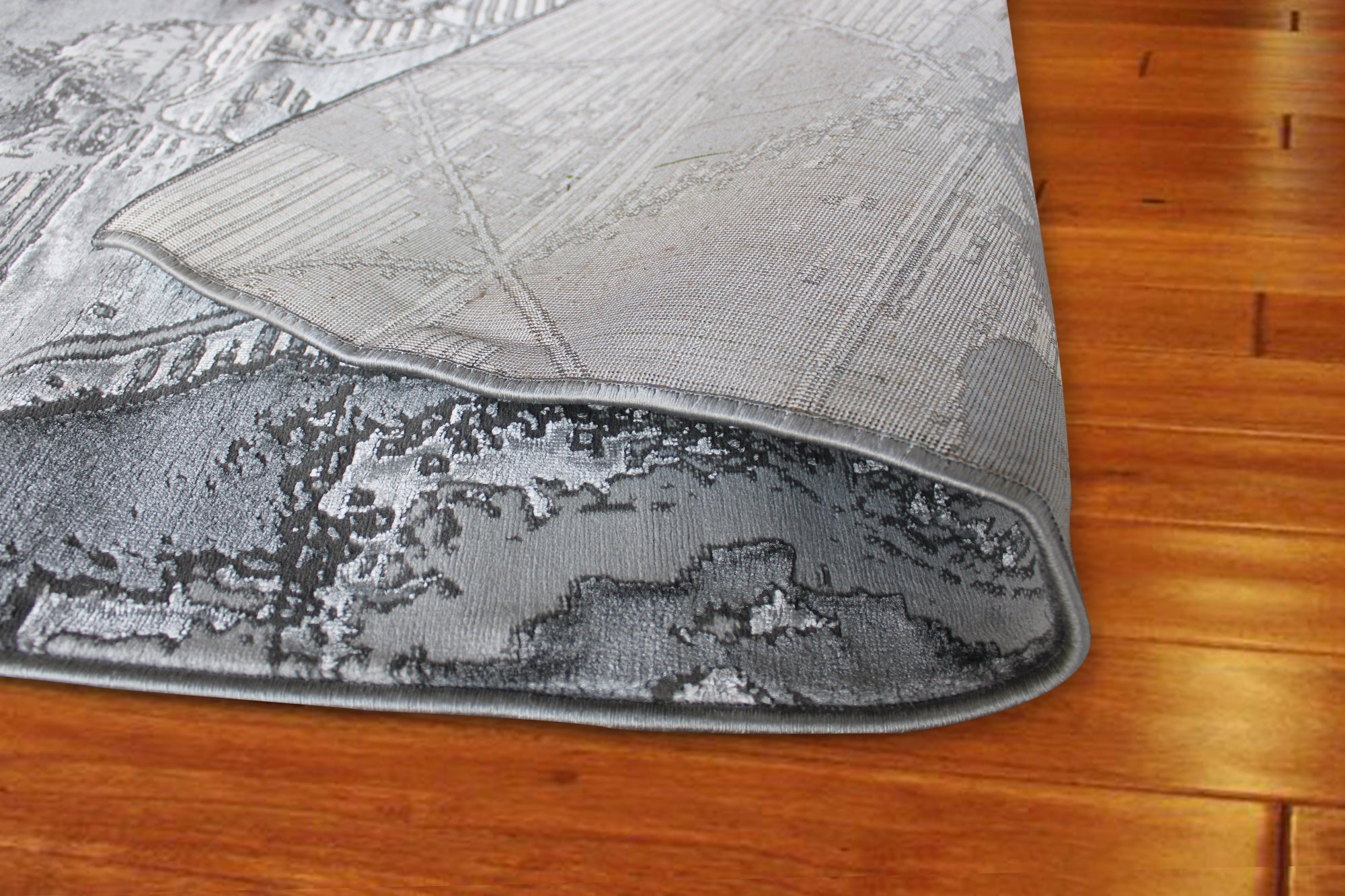 230x160 Babil Textured Geometric Turkish Rug with Shimmering Yarn Grey / L. Grey 5770A