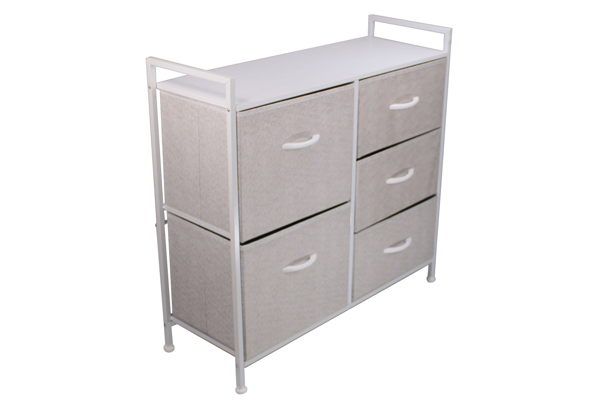 LMA Branded Economical Metal Frame & Fabric - 5 Drawer High Cabinet WHT/GRY