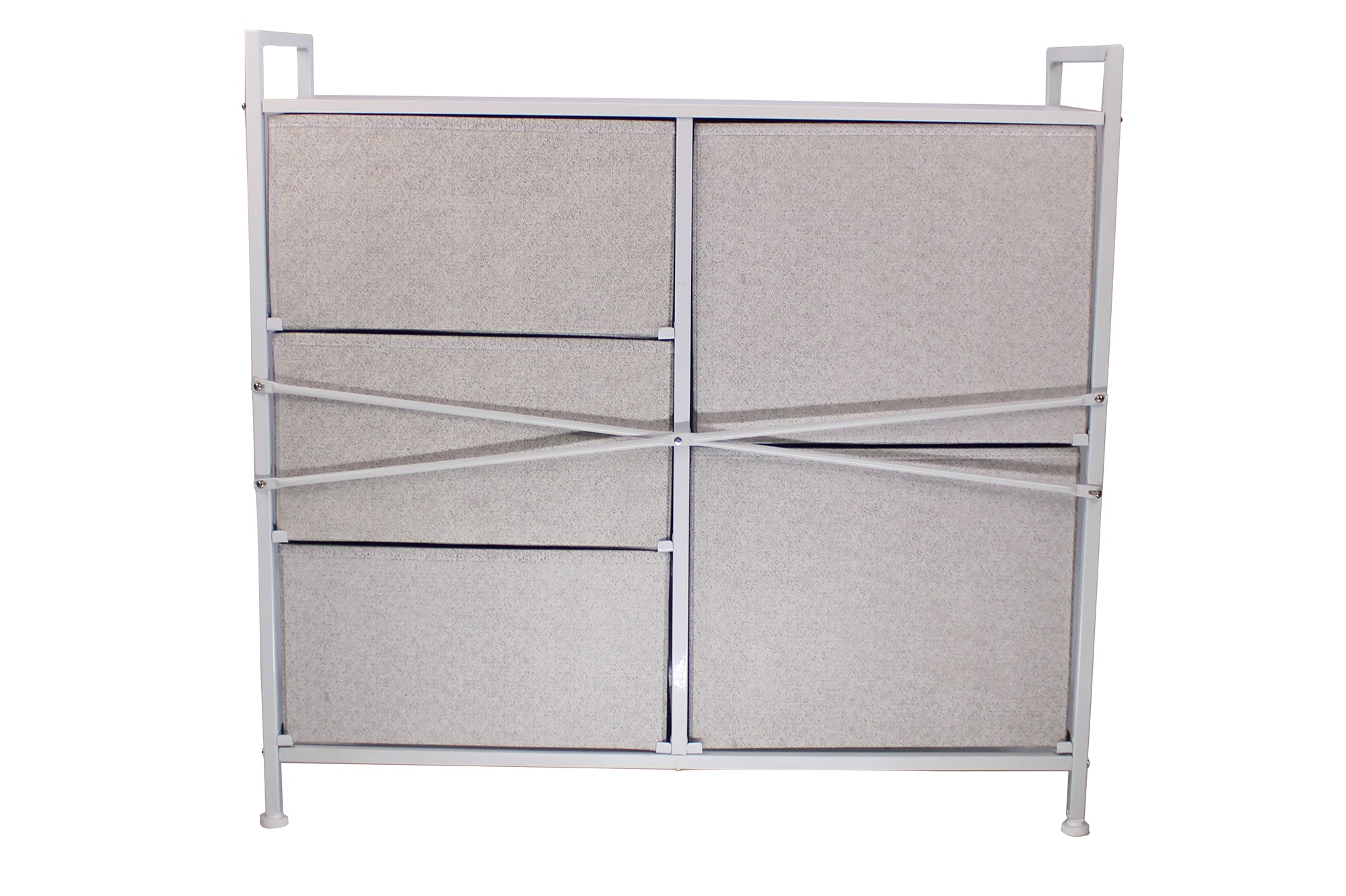 LMA Branded Economical Metal Frame & Fabric - 5 Drawer High Cabinet WHT/GRY