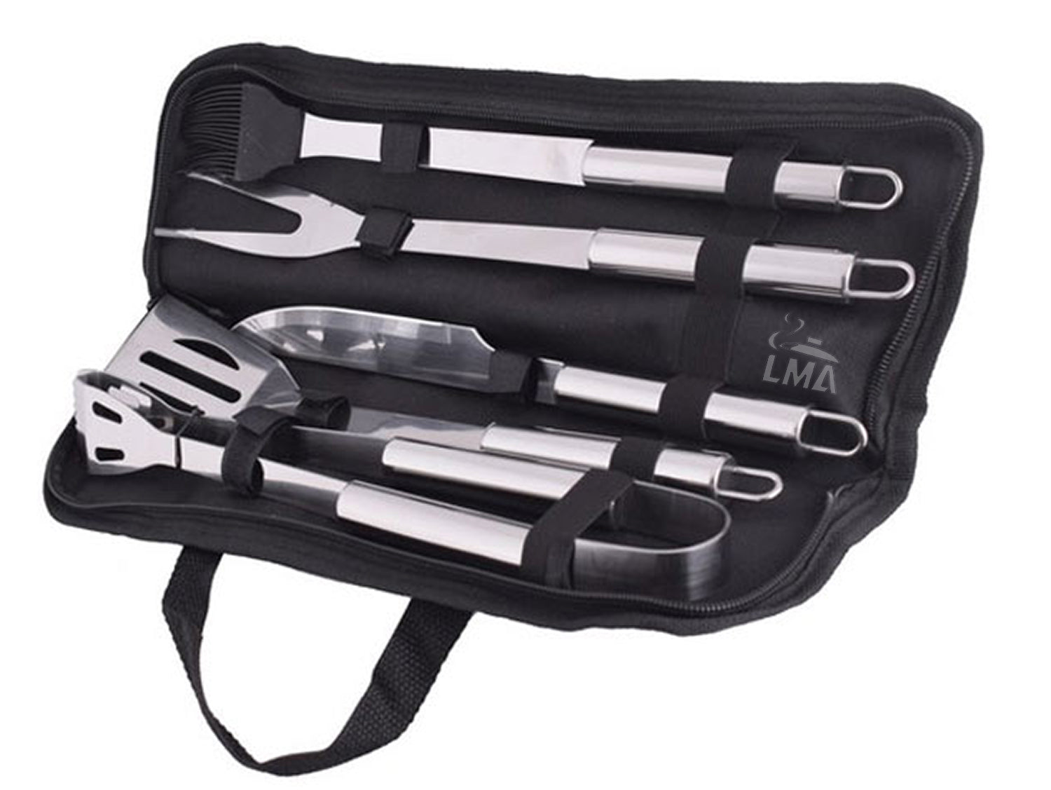 LMA Stainless Steel 5 Piece Braai Master Utensil Set in Carry Bag