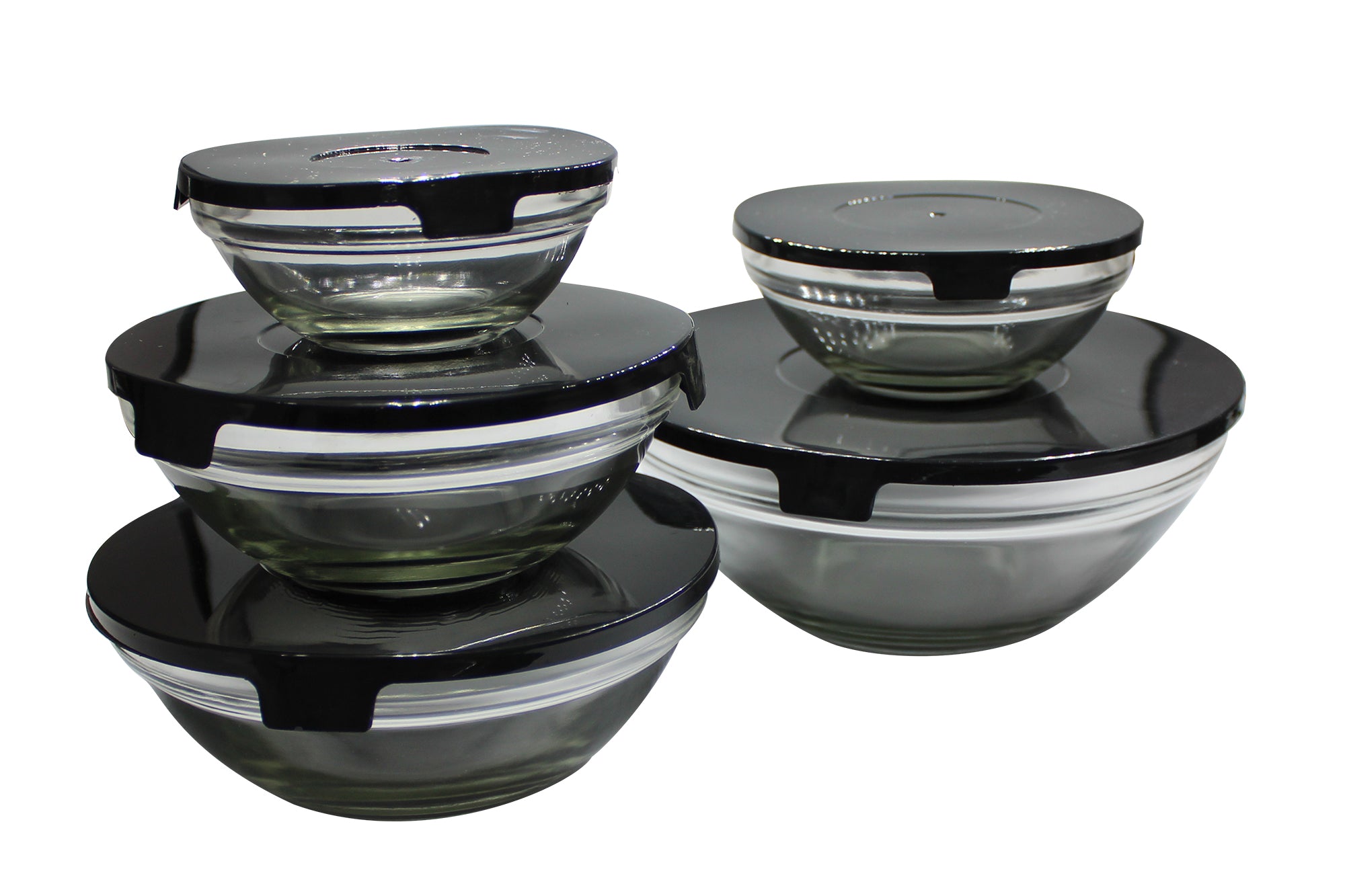 5 Piece Rounded Glass Container Bowl Set