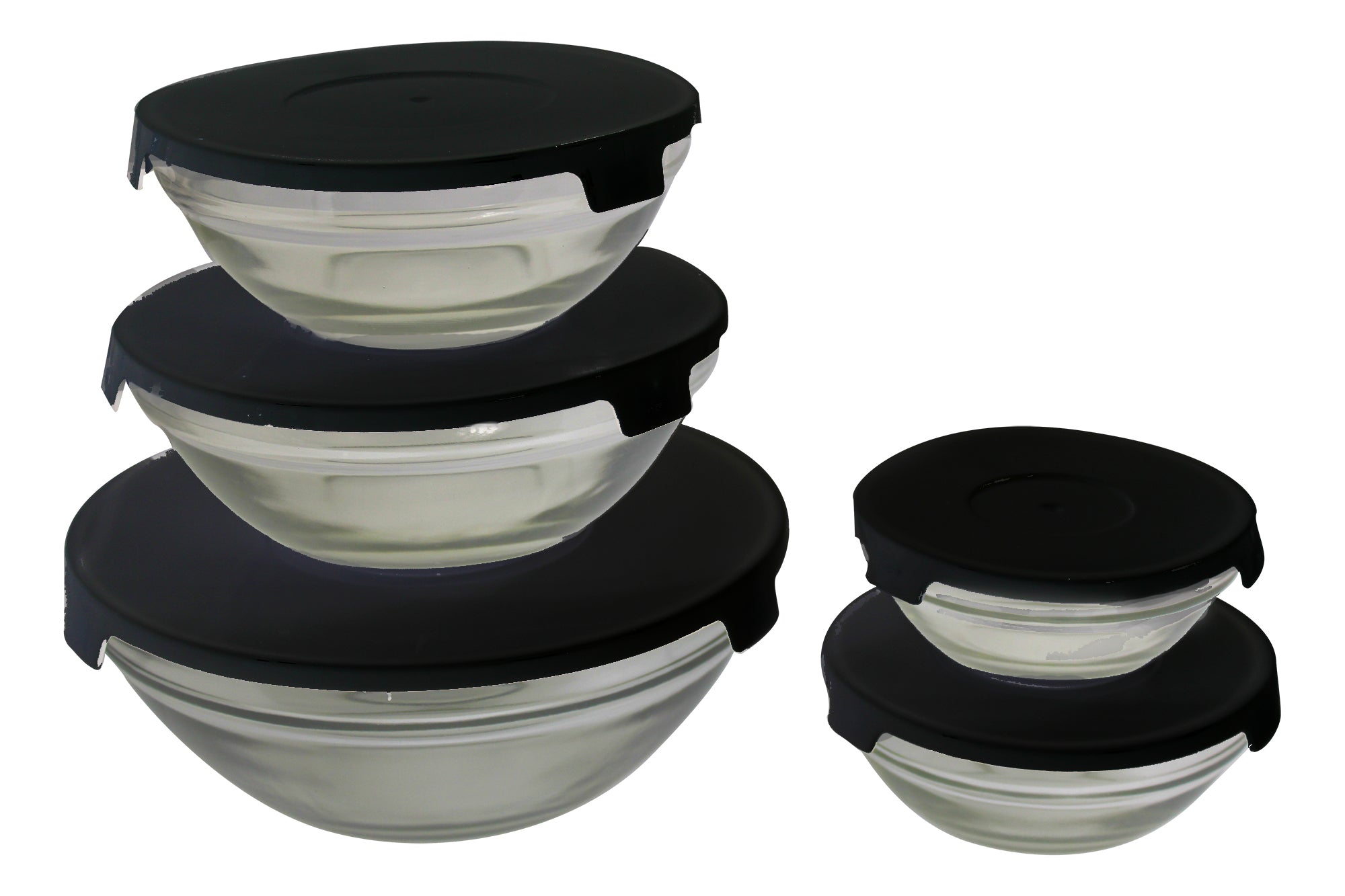 5 Piece Rounded Glass Container Bowl Set