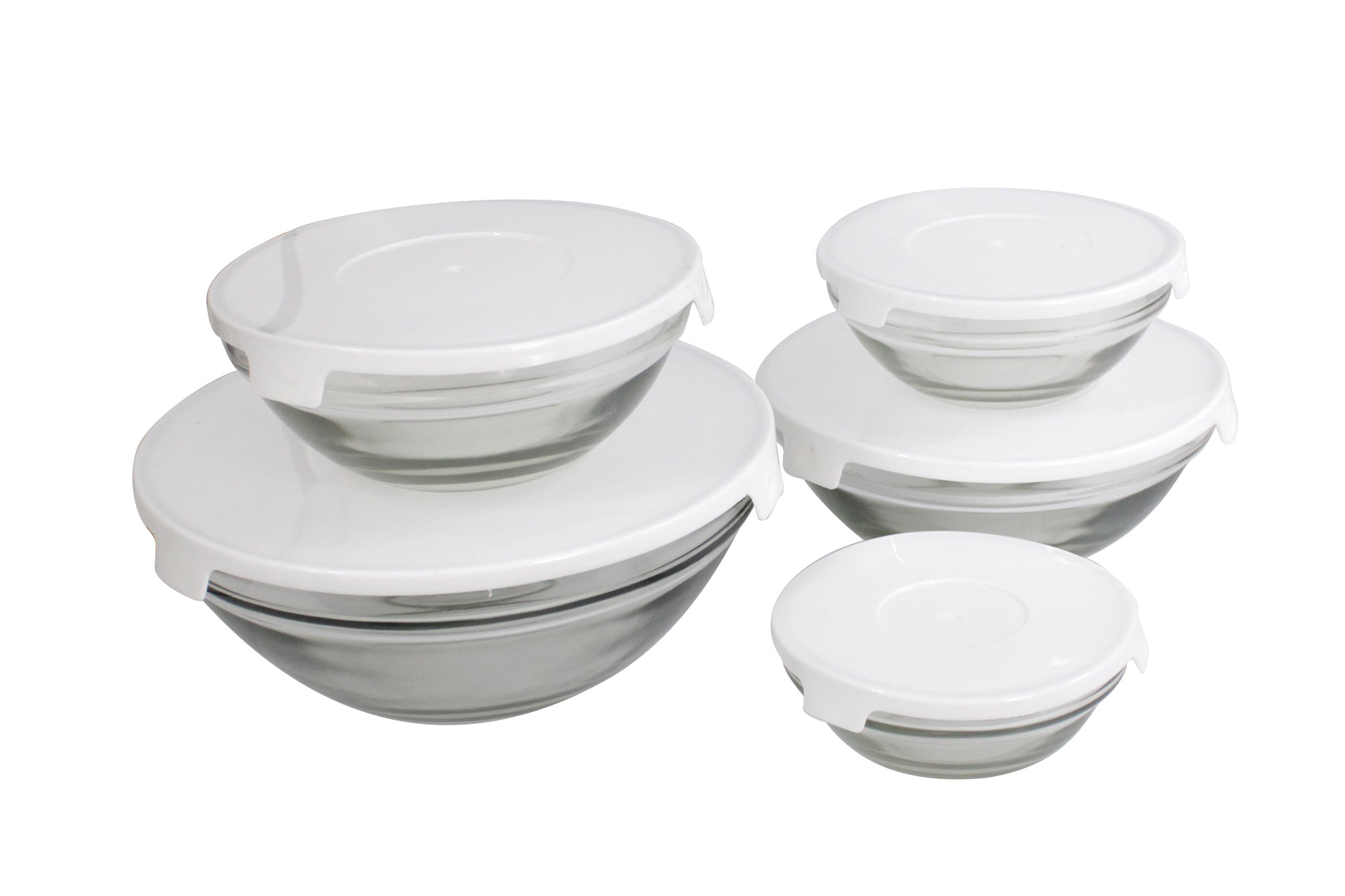 5 Piece Rounded Glass Container Bowl Set