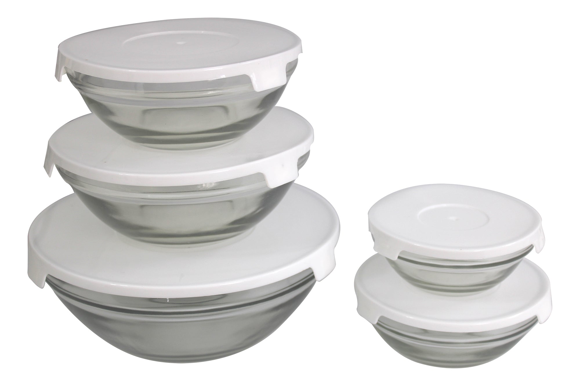 5 Piece Rounded Glass Container Bowl Set