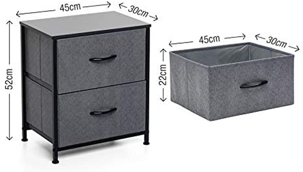LMA Branded Economical Metal Frame & Fabric - 2 Drawer Cabinet