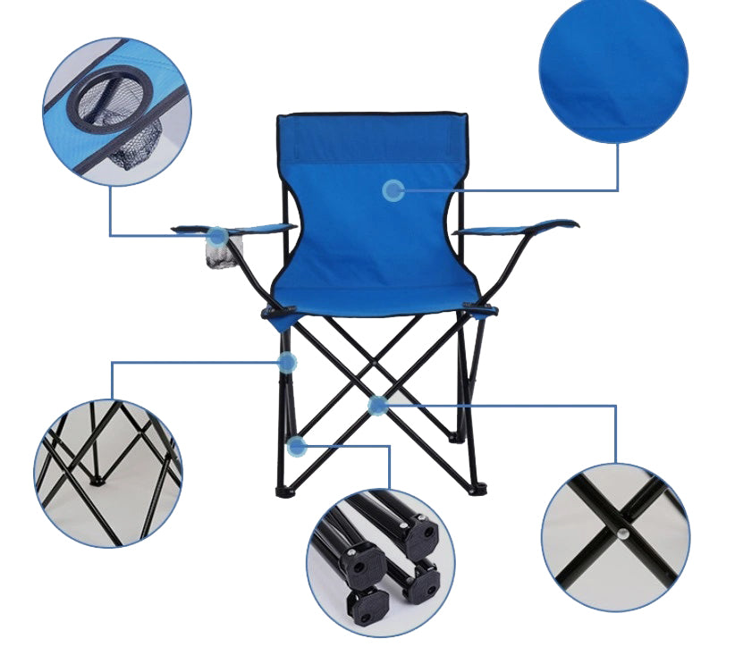 LMA Metal Frame Folding Camping & Beach Chair With Carry Bag