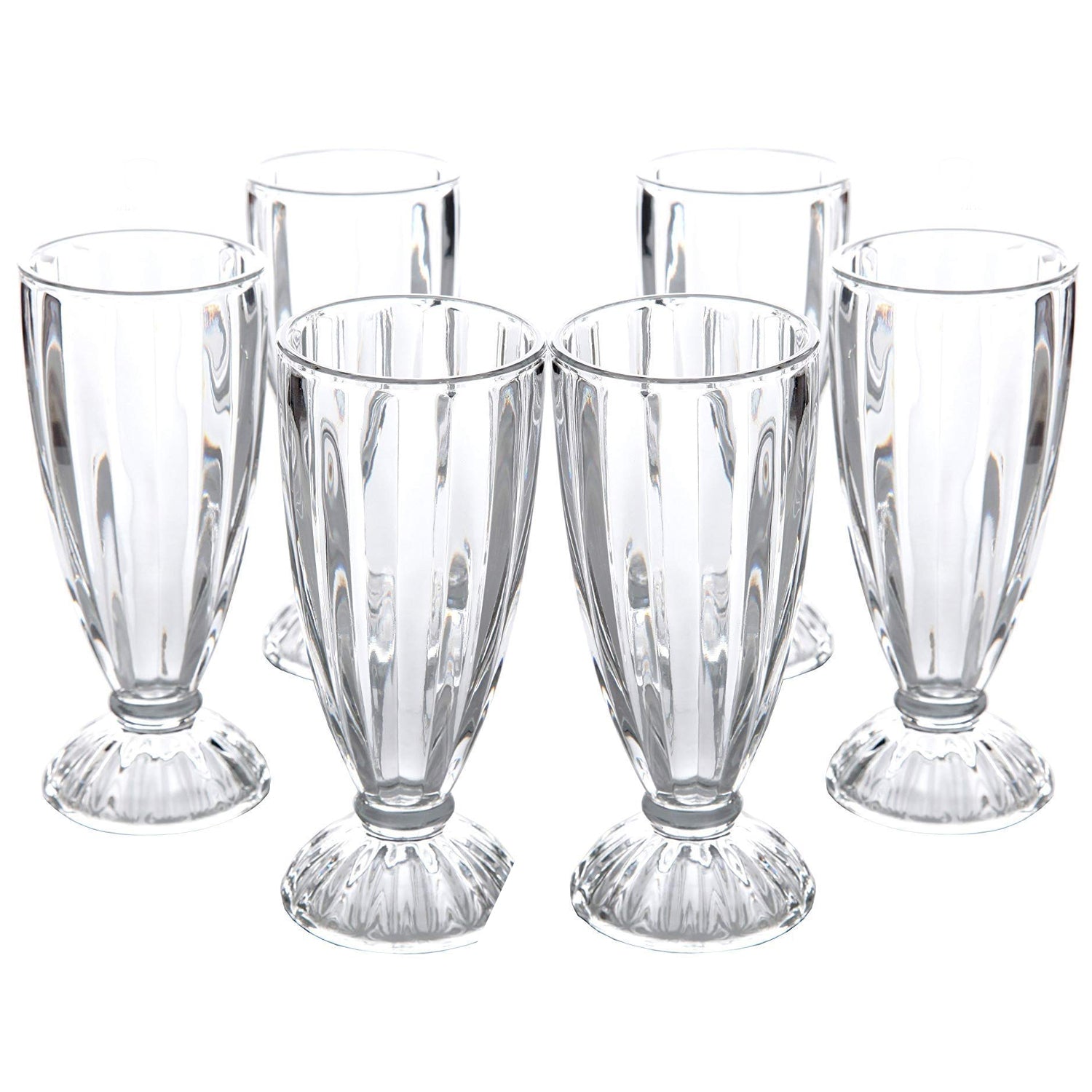 6 Piece Milk Shake, Soda Pop & Fountain Glass Set - Vertical