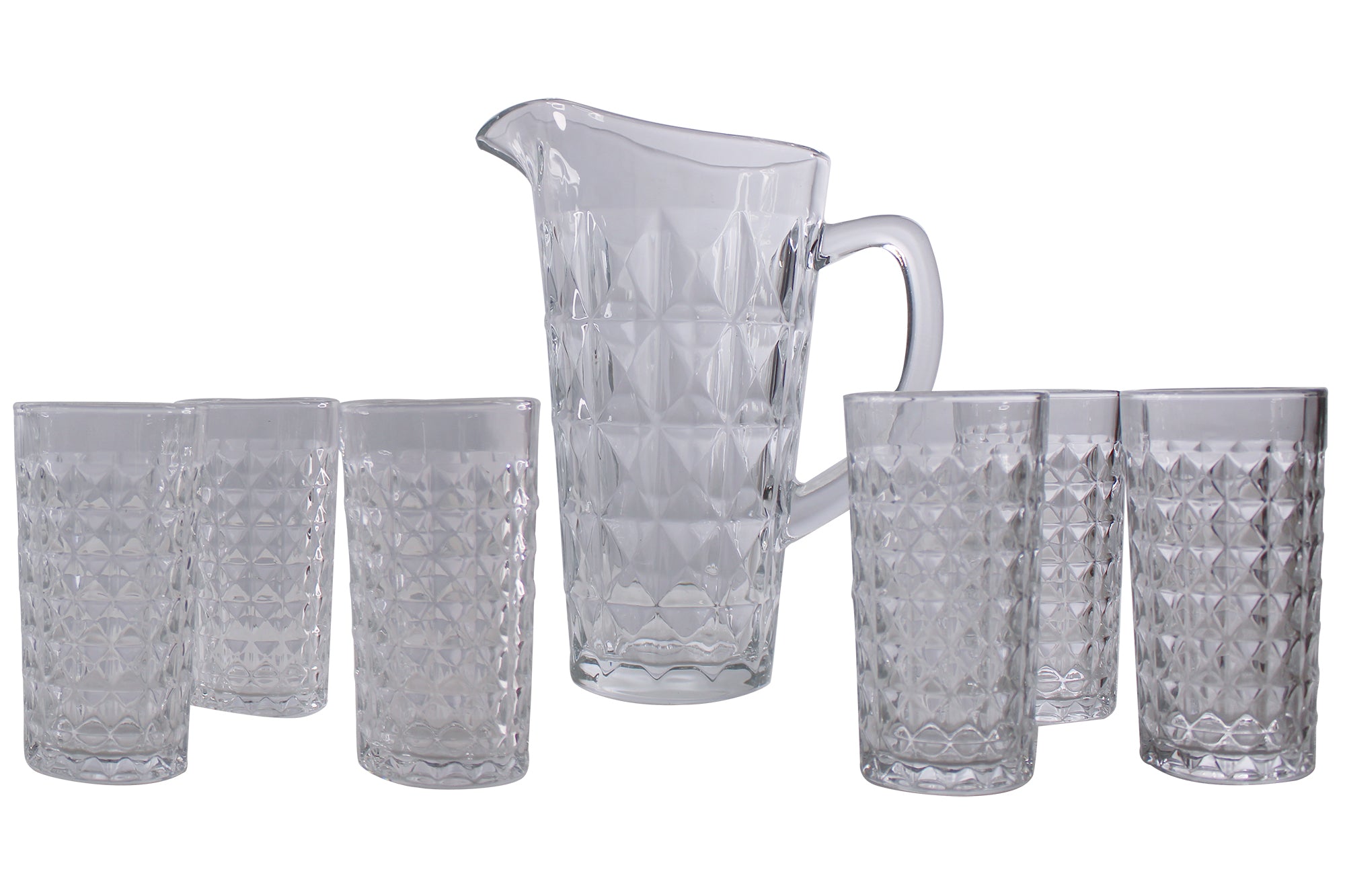 7 Piece Bohemia Diamond Crystal Glass Jug and Tumbler Set