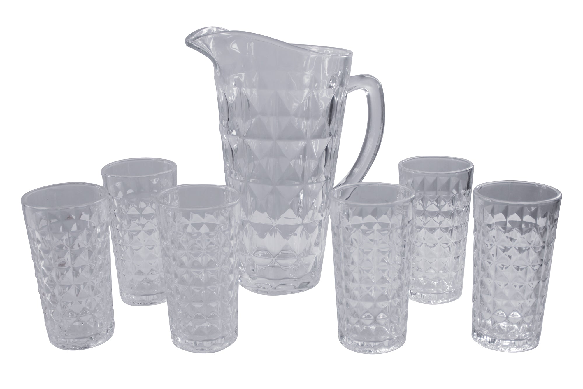 7 Piece Bohemia Diamond Crystal Glass Jug and Tumbler Set