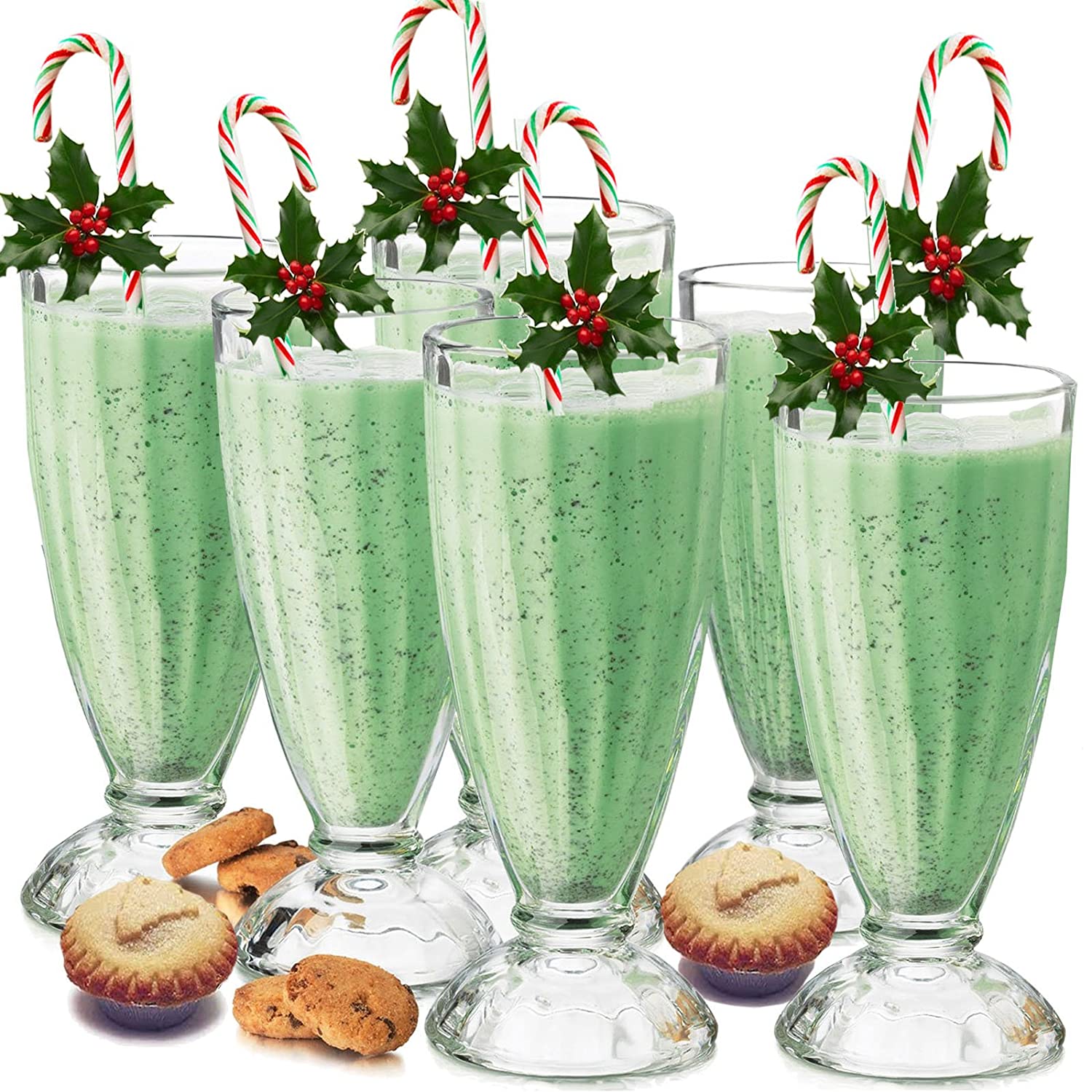 6 Piece Milk Shake, Soda Pop & Fountain Glass Set - Vertical