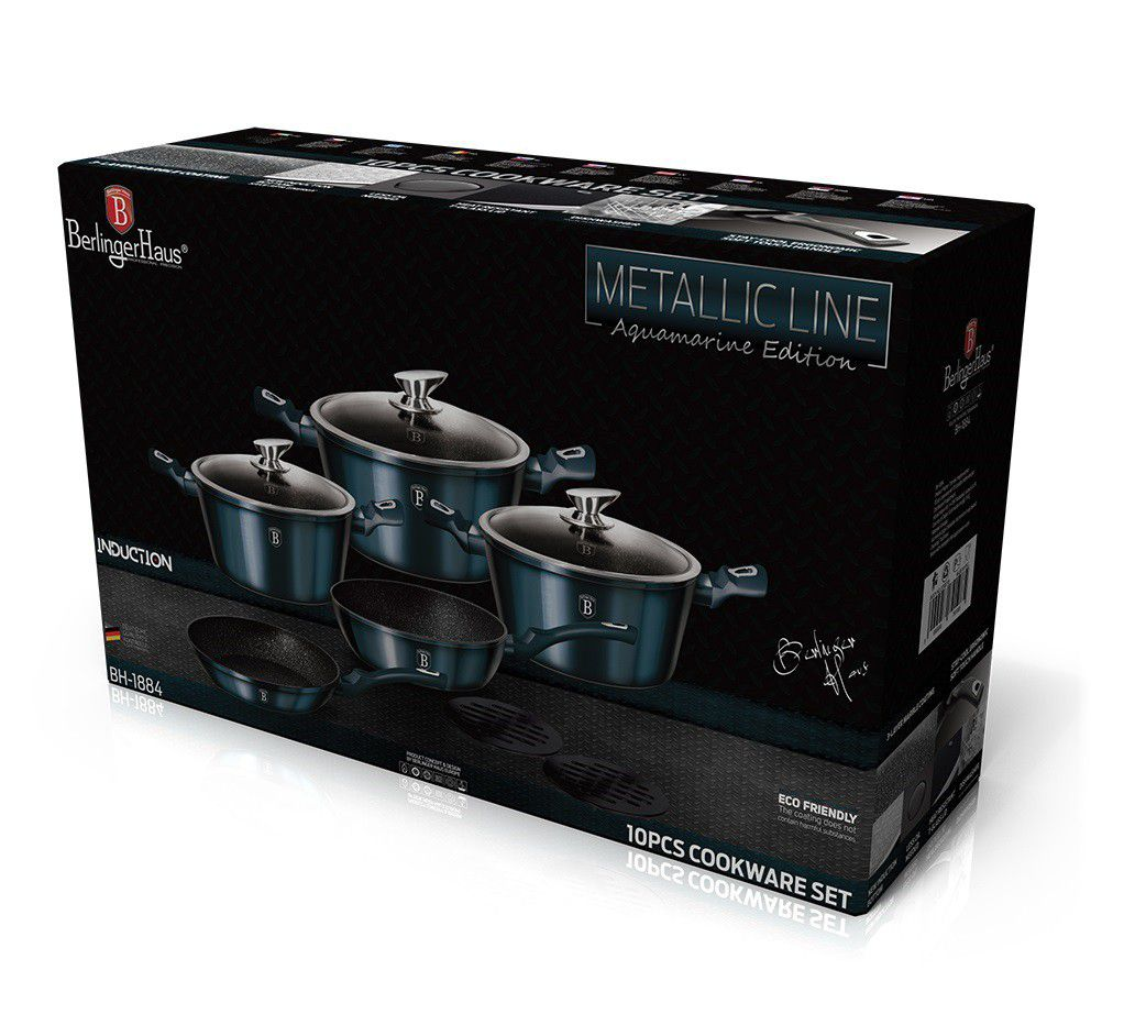 Berlinger Haus 10 Piece Marble Coating Cookware Set - Aquamarine Edition