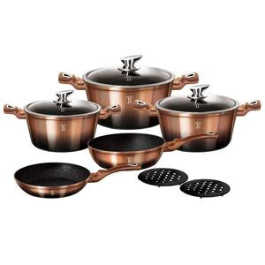 Berlinger Haus 10 Piece Rose Gold Noir Edition Marble Coating Cookware Set