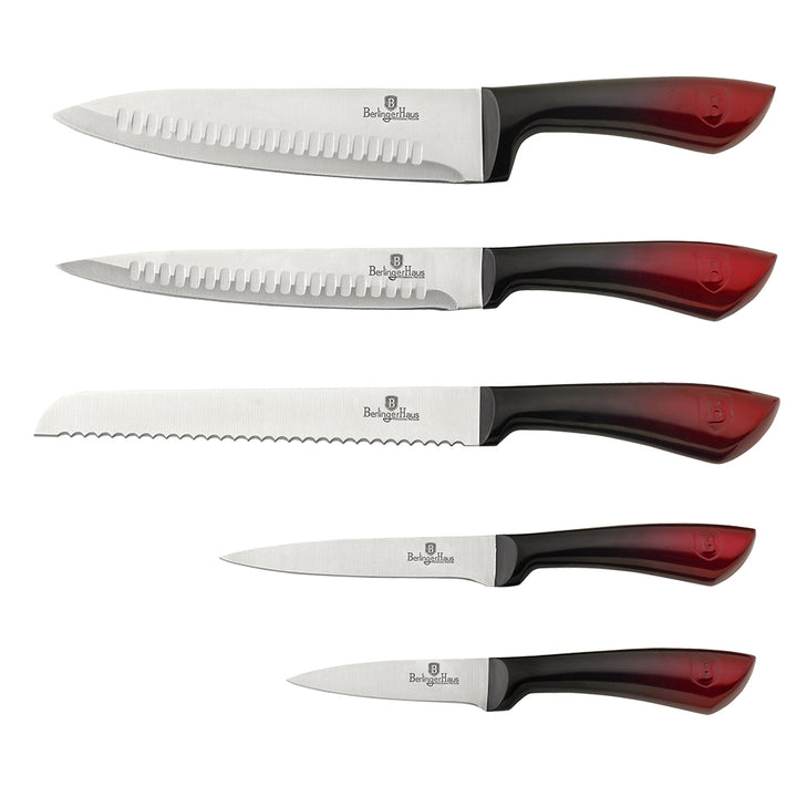 Berlinger Haus 6 Piece Stainless Steel Knife Set - Burgundy / Black