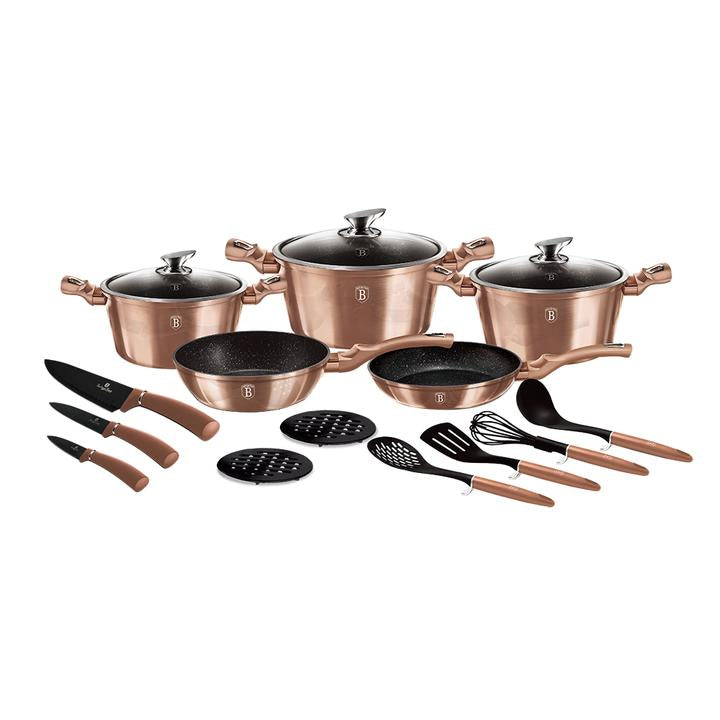 Berlinger Haus 17 Piece  Metallic Line Cookware Set -  Rose Gold