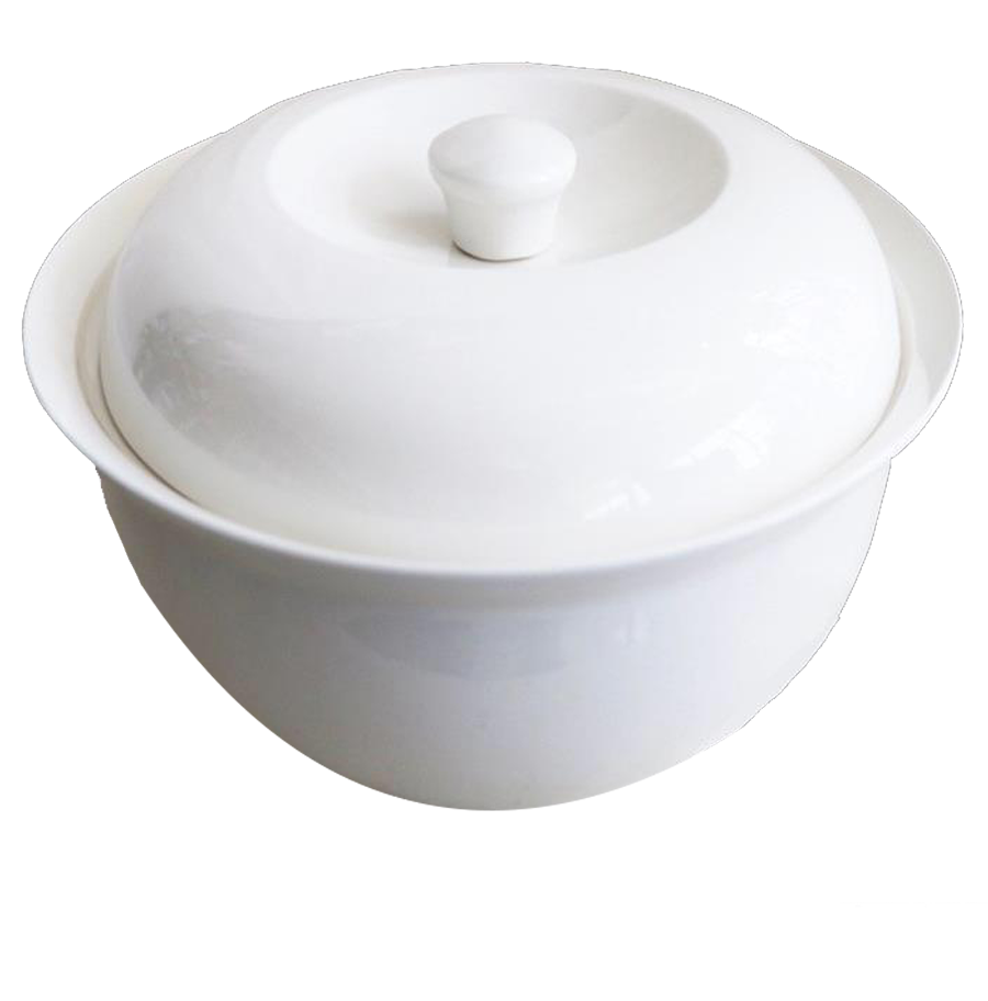 1.8 Litre Fine Bone Casserole Dish with Lid - Pure White Finish