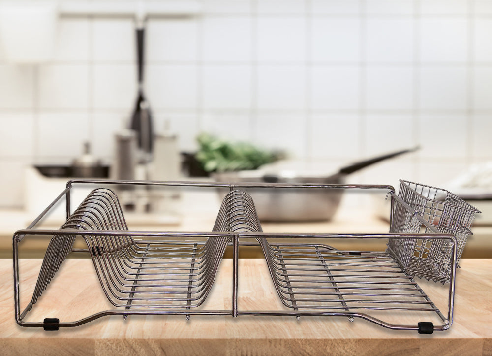 Chrome Dish Rack with Cutlery Holder