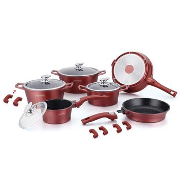 Royalty Line 16 Piece Marble coating cookware Set - Burgundy