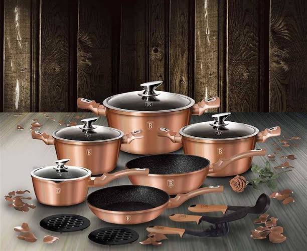 Berlinger Haus 15 Piece Marble Coating Cookware Set  - Rose Gold