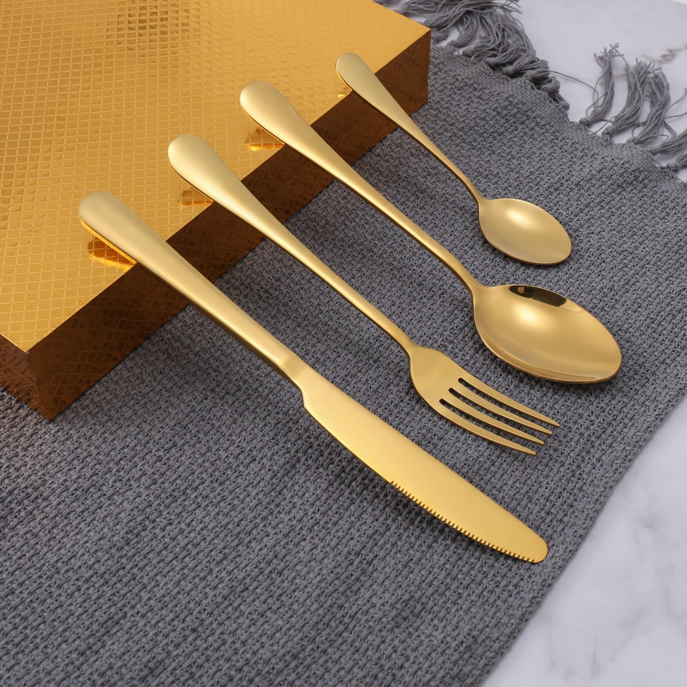 LMA Authentic Cutlery Dinner Set In Golden Box - 24 Piece - Gold