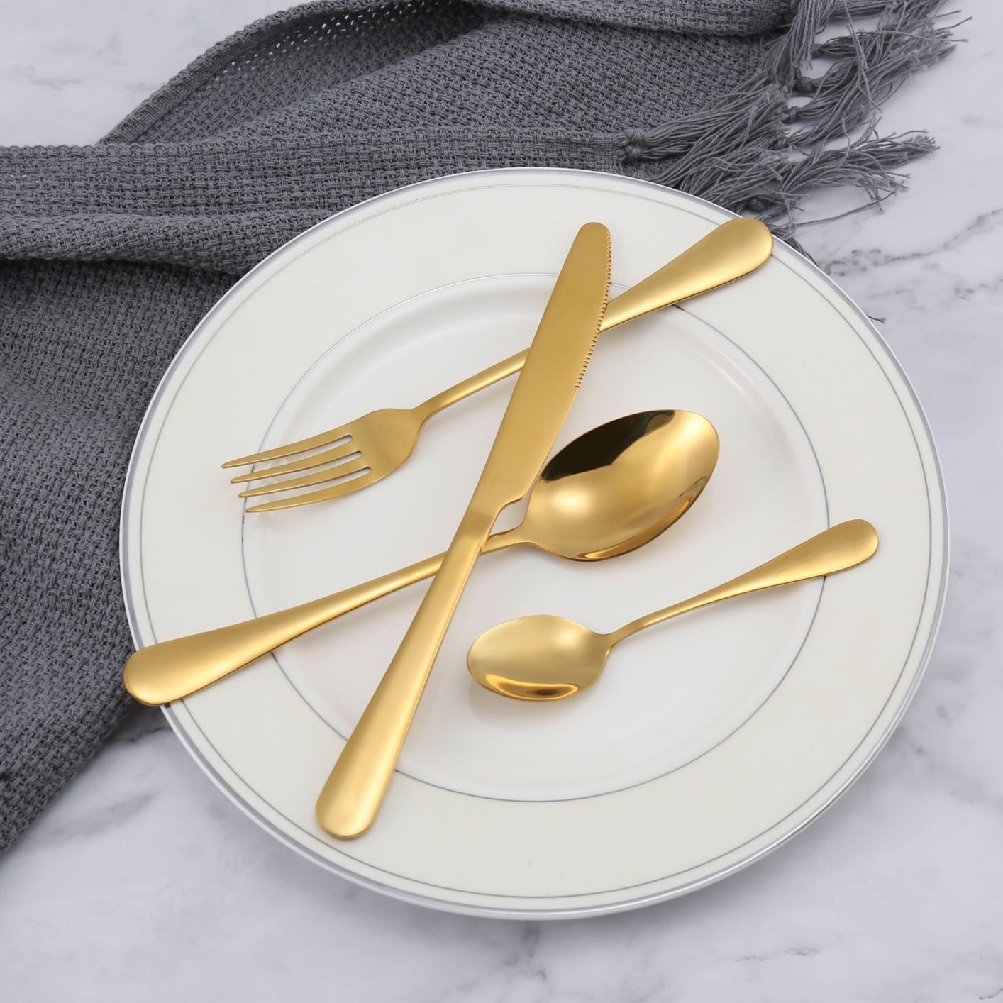 LMA Authentic Cutlery Dinner Set In Golden Box - 24 Piece - Gold