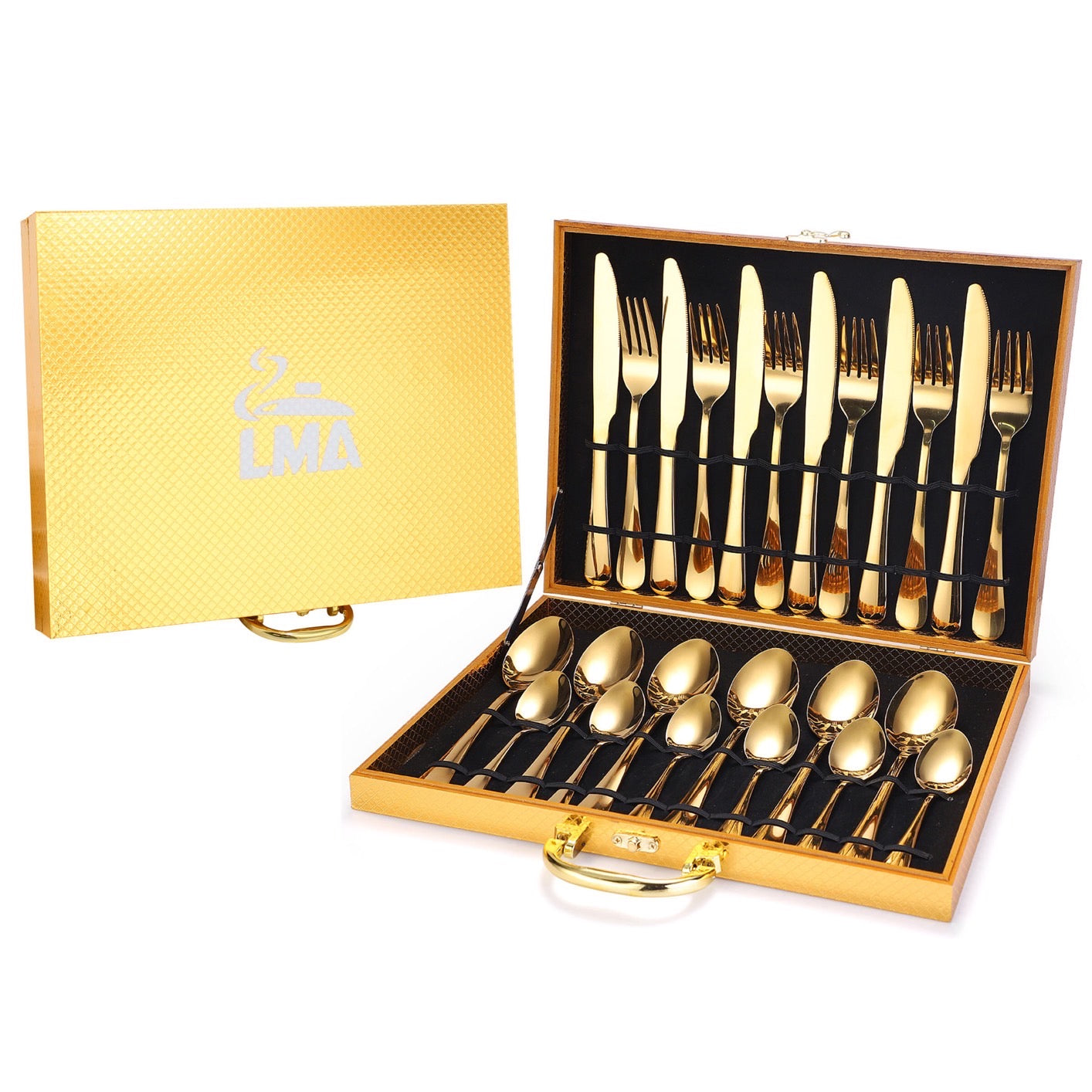 LMA 24 Piece Cutlery Set & Golden Storage Case