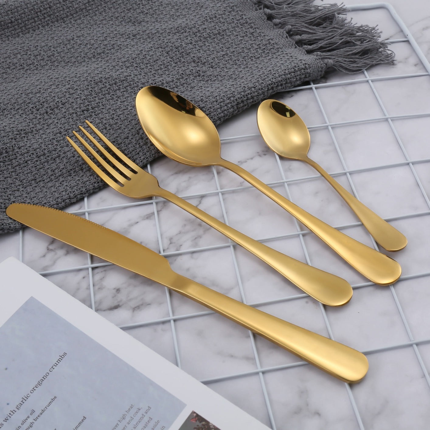 LMA Authentic Cutlery Dinner Set In Golden Box - 24 Piece - Gold