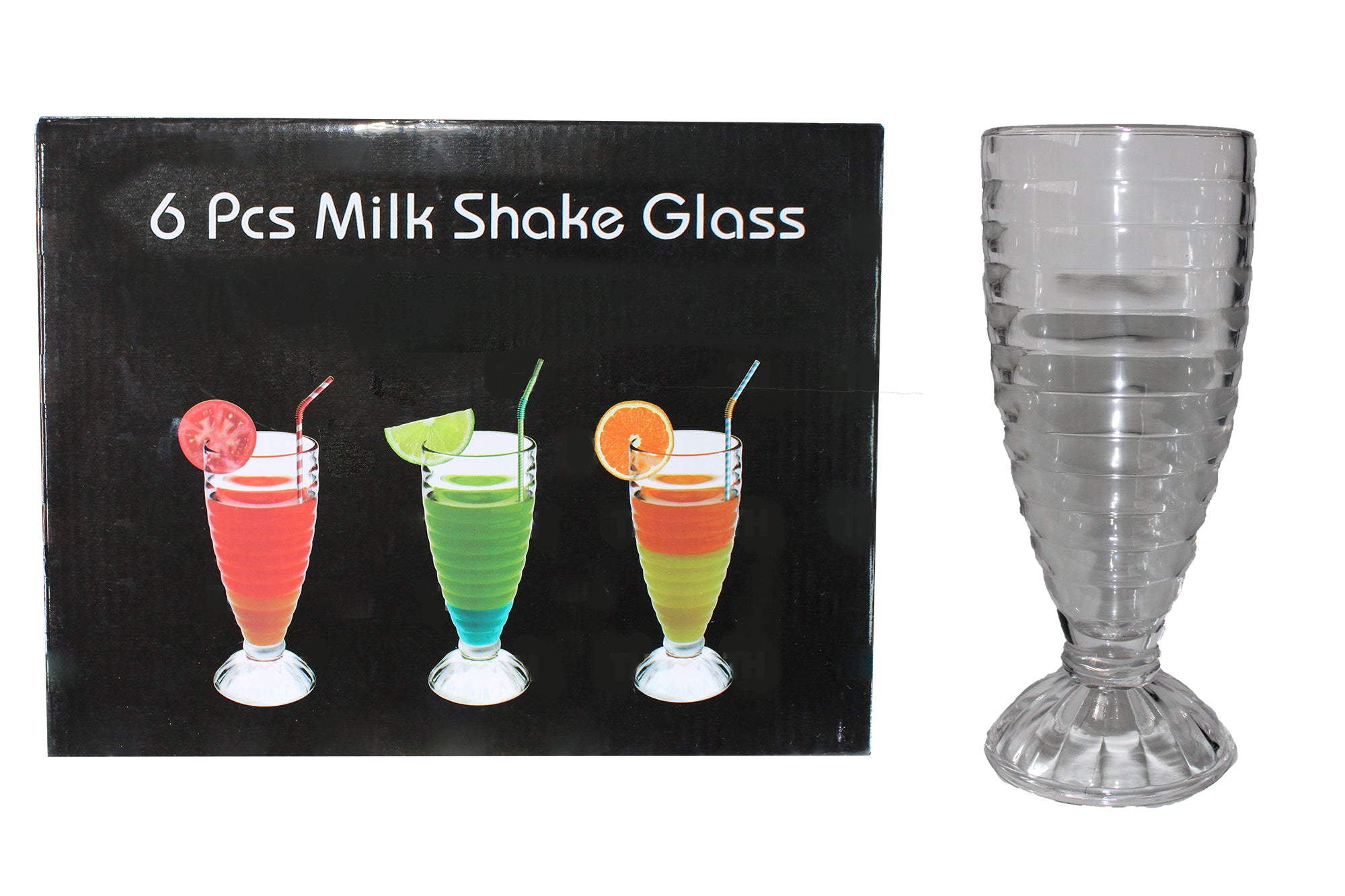 6 Piece Milk Shake  Soda Pop & Fountain Glass Set - Circular