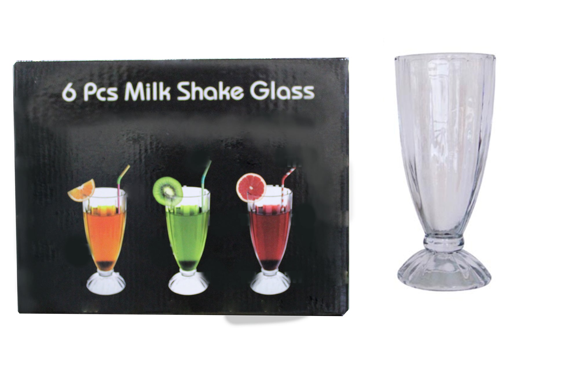 6 Piece Milk Shake, Soda Pop & Fountain Glass Set - Vertical