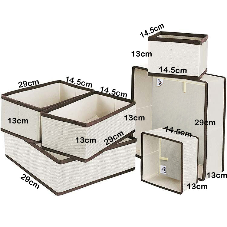 LMA 6 Piece Multipurpose Collapsible Cloth Storage Organizers - Beige