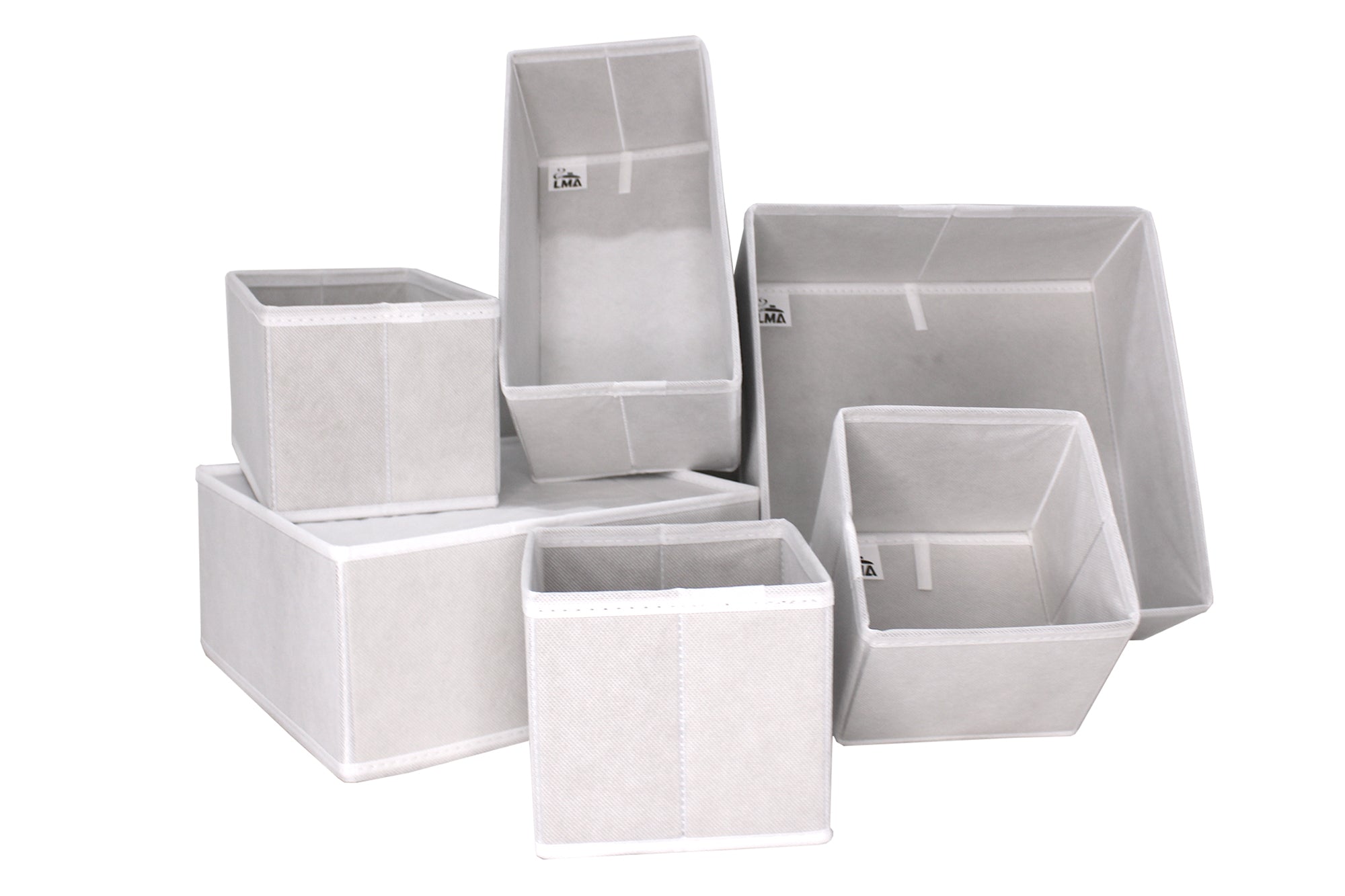 LMA 8 Piece Multipurpose Collapsible Cloth Storage Organizers - White