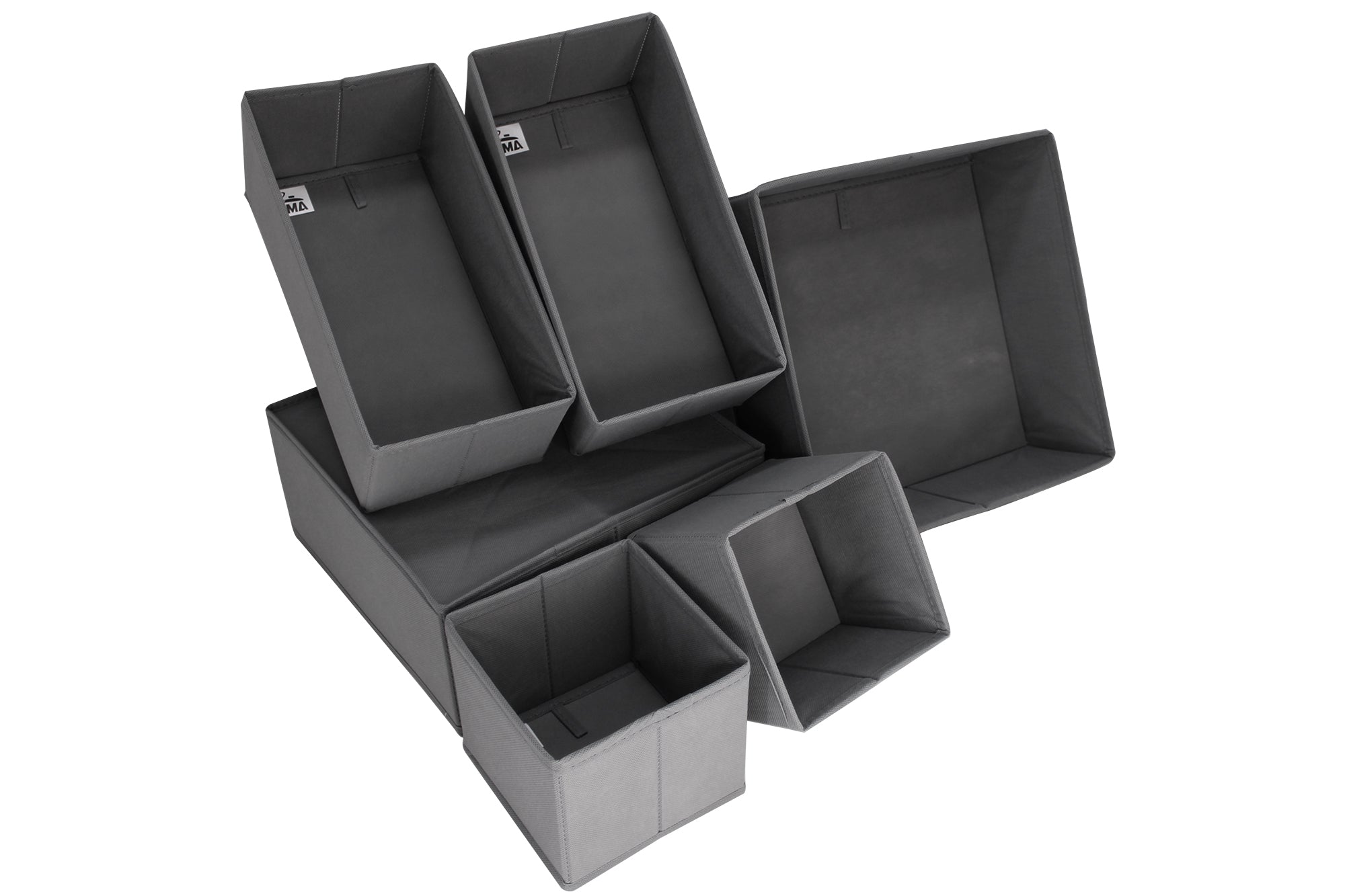 LMA 6 Piece Multipurpose Collapsible Cloth Storage Organizers - Grey