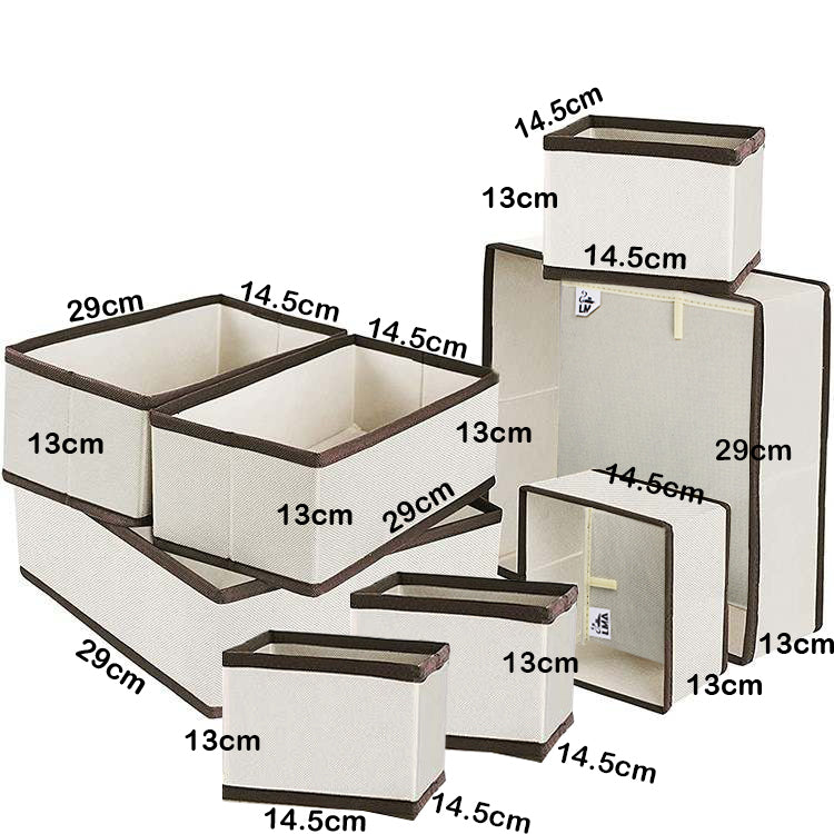 LMA 8 Piece Multipurpose Collapsible Cloth Storage Organizers - Beige