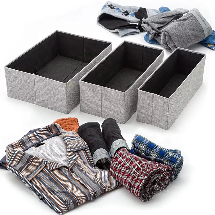 LMA 6 Piece Collapsible Cloth Storage Organizers - L. Grey & Black