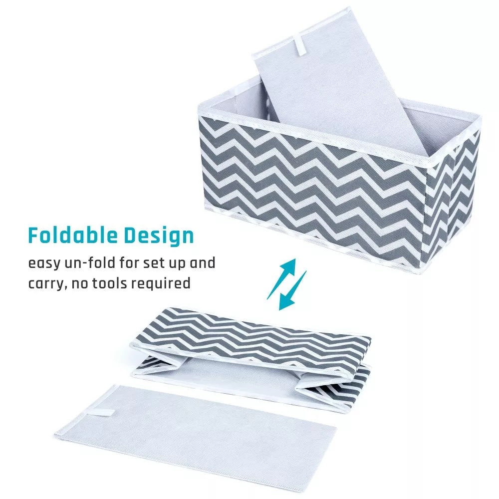 LMA 8 Piece Collapsible Cloth Storage Organizers - White Printed Grey
