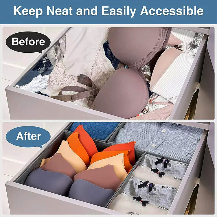 LMA 8 Piece Multipurpose Collapsible Cloth Storage Organizers - Grey
