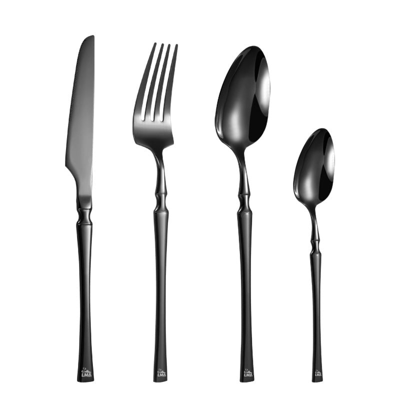 LMA Branded 24 Piece Modern Luxury Flatware Set