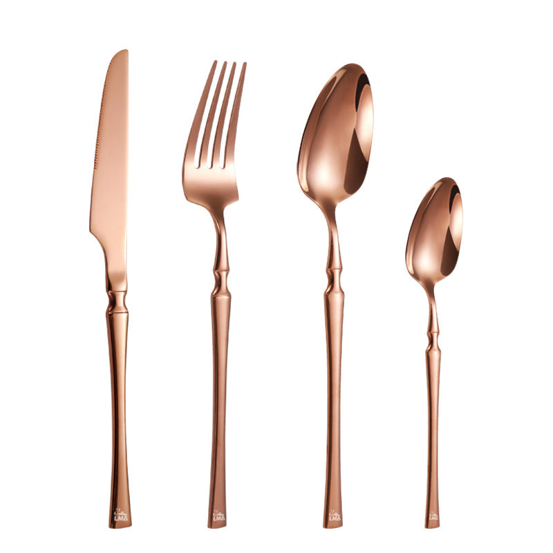 LMA Branded 24 Piece Modern Luxury Flatware Set