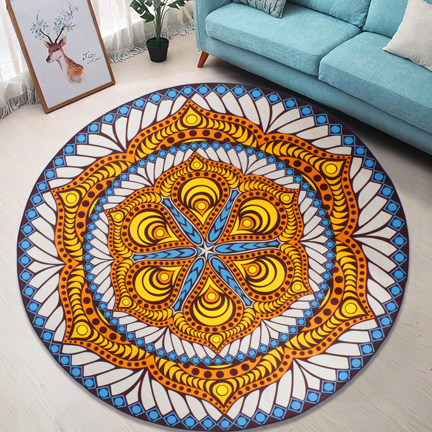 160cm Round LMA Branded 3D Printed Area Rug Lightweight - RM55