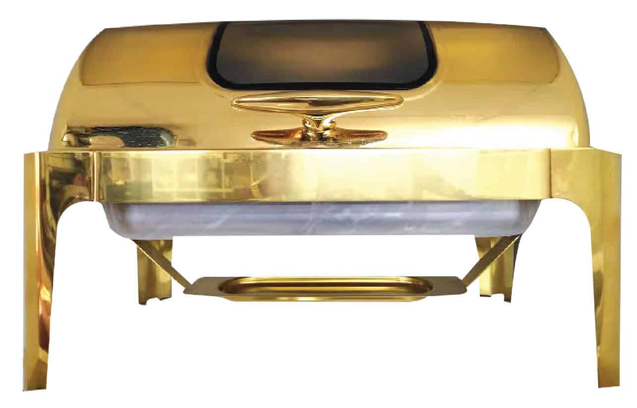 Rectangular Chafing Dish with Window - Gold
