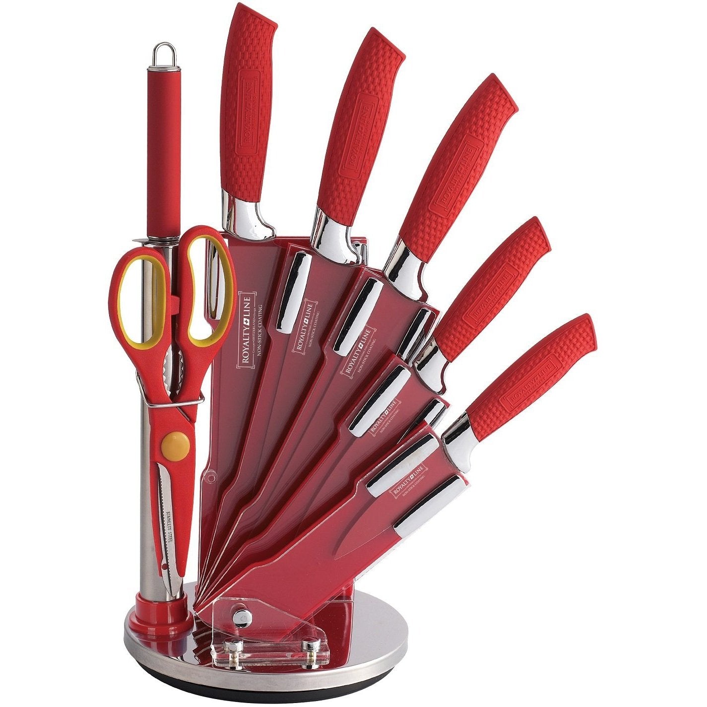 Royalty line 8 Piece Non-Stick Coating Knife Set with Stand