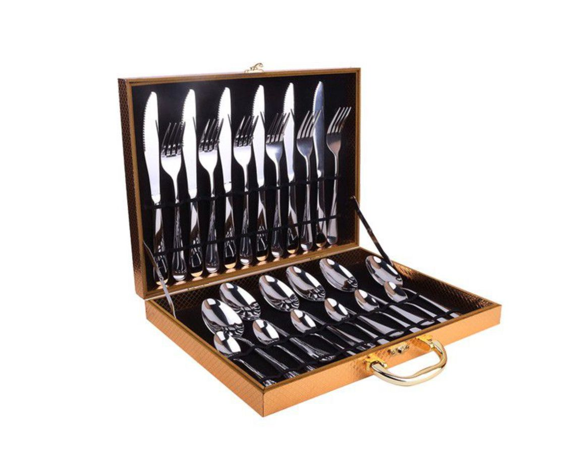 LMA 24 Piece Cutlery Set & Golden Storage Case