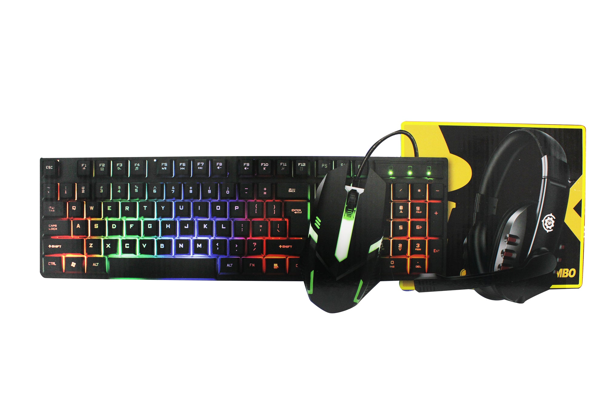 RGB Illuminated Gaming Mouse Keyboard Headphones & Mouse Pad Set of 4