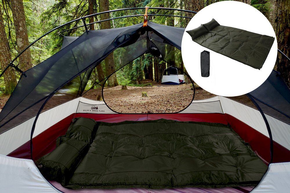 205X130cm Waterproof 2 Man Instant Tent with Self-Inflating Double Mattress