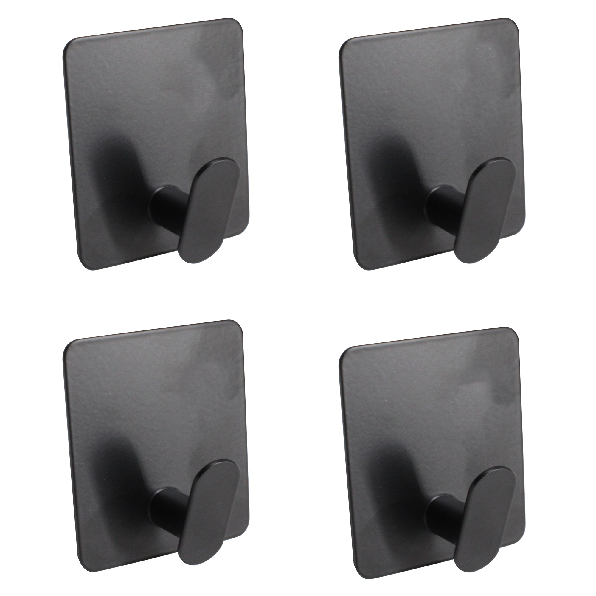 LMA Branded Matte Black Self Adhesive Bathroom Towel Hooks - 4 Piece