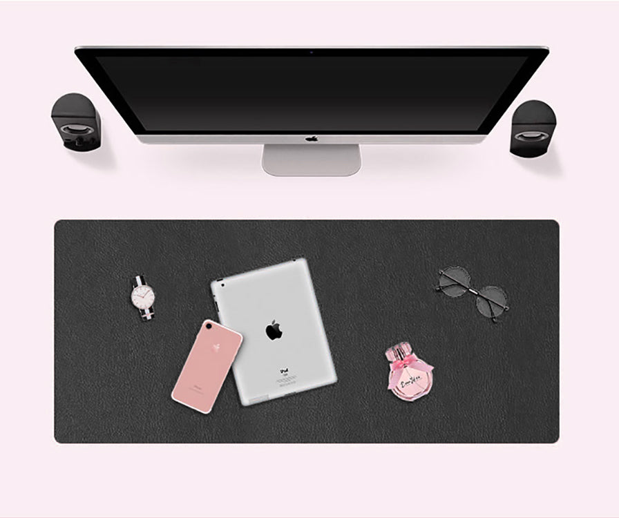 90x45cm Stain Resistant Double Sided Faux Leather Mouse Pad with Strap