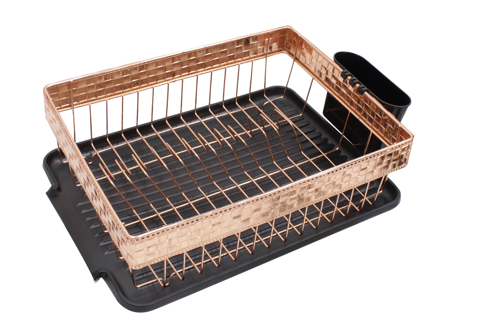 40cm x 30cm Weave Dish Draining with Cutlery Holder & Drip Tray