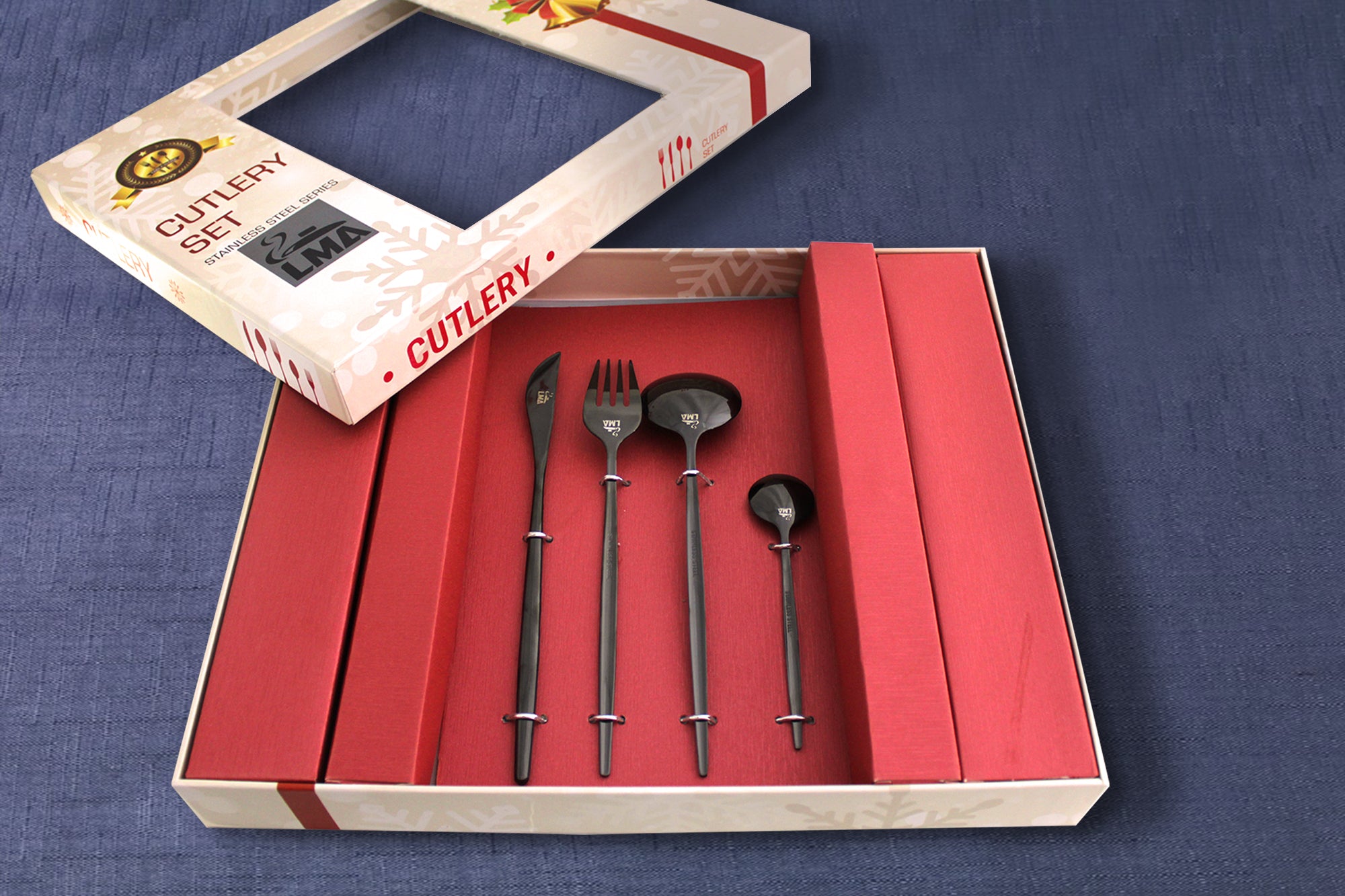 LMA 24 Piece Stainless Steel Flatware Set in Christmas Gift Box