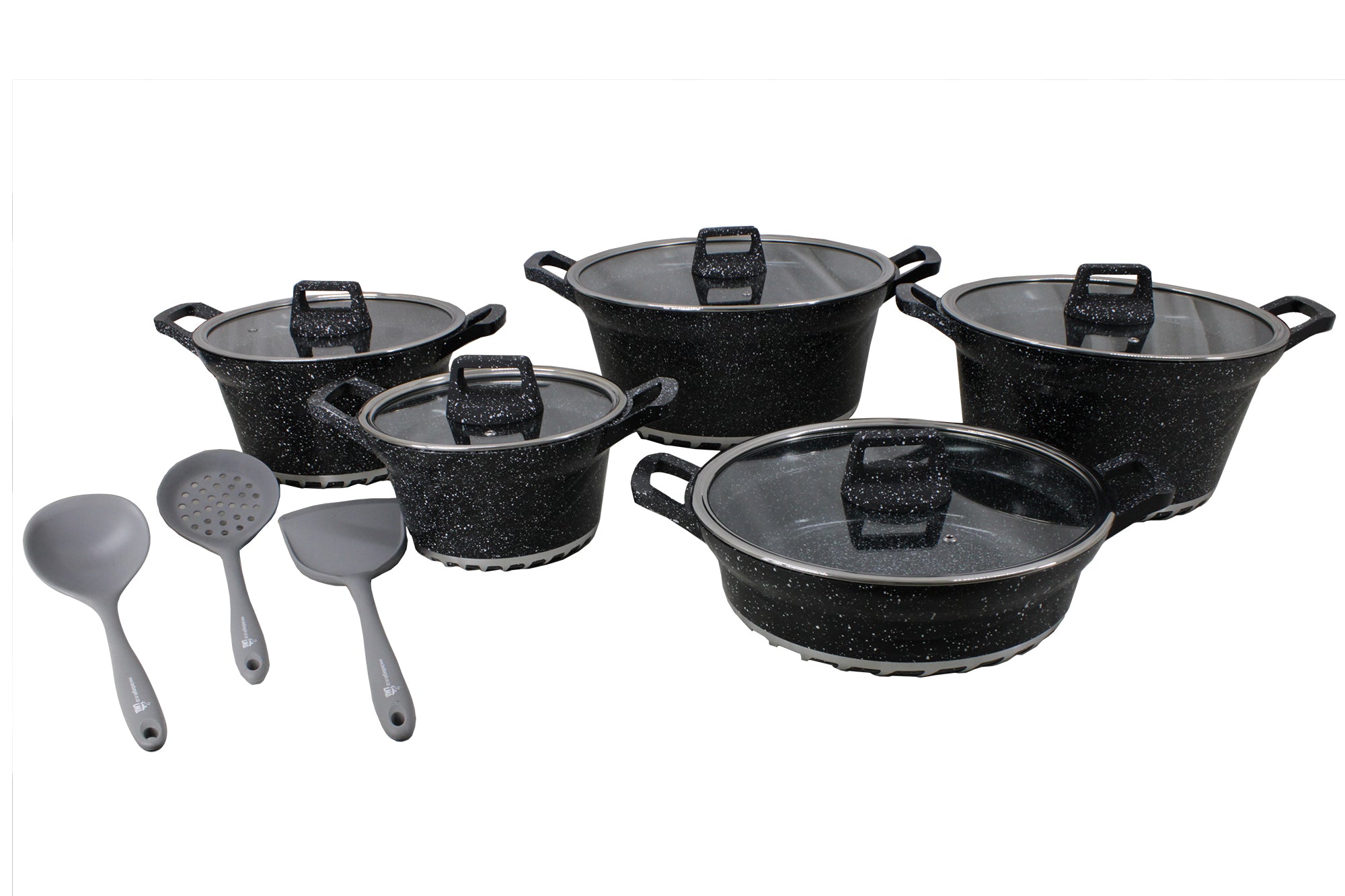 10 Piece Bosch Regina Die Cast Aluminum Non-Stick Granite Pots & 3 Utensil Sets