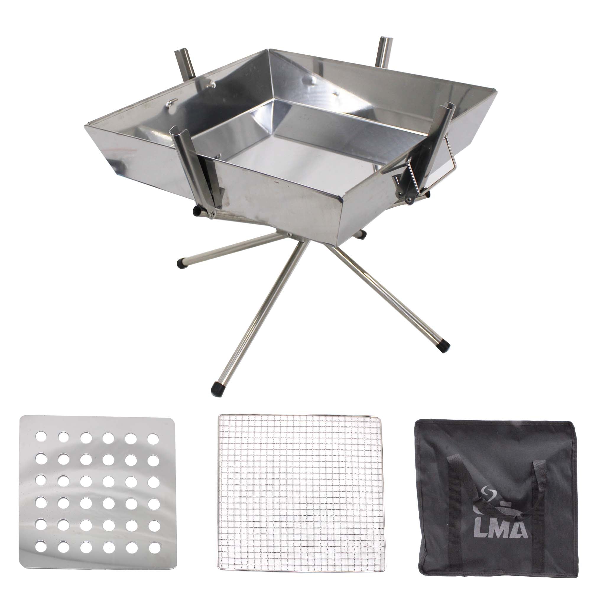 36x36cm LMA Portable Freestanding Stainless Steel Braai & Camping Stove Kit