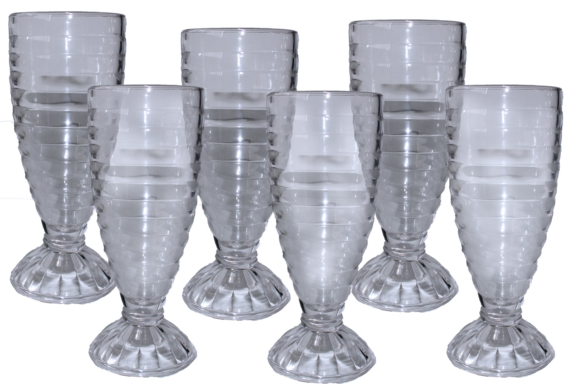 6 Piece Milk Shake  Soda Pop & Fountain Glass Set - Circular